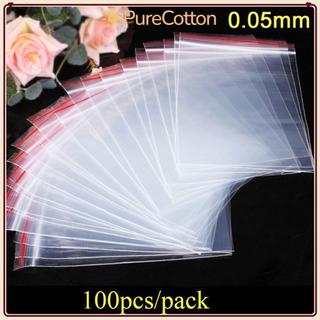 [Còn hàng] PURECOTTON0 100 cái / gói Túi PE đựng bao bì có thể đóng lại bằng nhựa