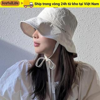Mũ chống nắng JOYFULLIFE, Mũ ngư dân màu trơn mỏng, Dây chắn gió thông thường Mũ che nắng có dây buộc mùa hè