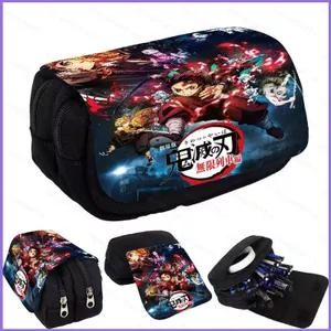 SQ11 Demon Slayer Hộp Đựng Bút Chì Kamado Tanjirou Kamado Nezuko Hộp Đựng Bút Chì 3D Dung Tích Lớn Lật Văn Phòng Phẩm Túi