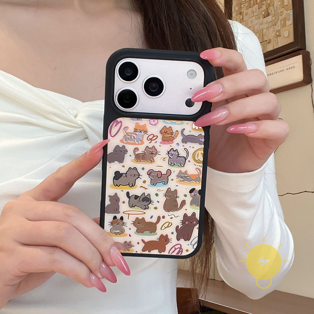 Phone Case For iPhone 17 Pro Max 16 15 14 13 TPU Cartoon Animal Gilding Aesthetic Korean Cute