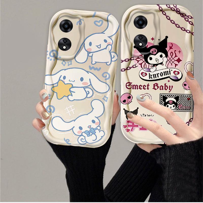Thích hợp cho OPPO A18 A38 A58 A60 A17 A17K 4G 3D Điện thoại thông minh TPU mềm Kuromi Cinnamoroll Vỏ điện thoại chống sốc