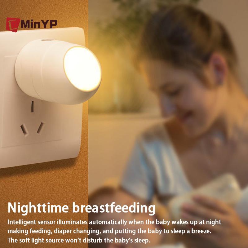 CMinYP 360° Đèn Ngủ LED Cảm Biến Ánh Sáng Mềm Mại Cho Bé Ăn Bảo Vệ Mắt Tiết Kiệm Năng Lượng Đèn Học Đọc Sách Hành Lang Vinh Quang