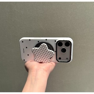 Sang Trọng Đáy Trắng Toàn Màn Hình Ngôi Sao Nhỏ Giá Đỡ Từ Tính Ốp lưng Thích Hợp Cho iPhone17 Pro Max 16 15 Pro Max Chống Sốc Bảo Vệ Camera Ốp Lưng Cứng Chống Rơi