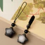Mặt dây chuyền ngôi sao Obsidian bạc tự nhiên - Handmade Dân tộc Retro - Móc khóa Túi dây chuyền điện thoại Charm