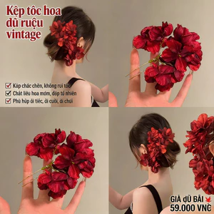 Kẹp Tóc Hoa đỏ Rượu Phong Cách Vintage, Kẹp Tóc Uốn Tóc đẹp Cho Cô Dâu, đi Tiệc đi Chơi