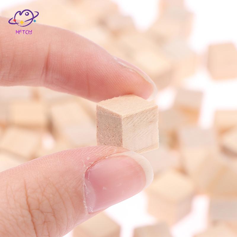 HFTOY 100 Chiếc Chưa Hoàn Thành nk Mini DIY Gỗ Vuông Khối Chắc Chắn Cho Đồ Gỗ Thủ Công ~