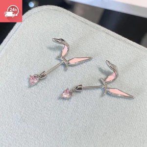 Tính khí thời trang tai thỏ hồng dễ thương cá tính ngọt ngào Bông tai nữ đa năng
