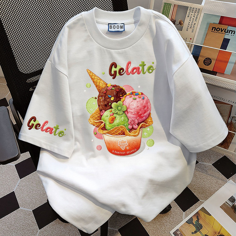 BOOM Áo thun nữ kiểu hàn quốc form rộng tay lỡ cổ tròn cotton Mát-Hè hot trend in cách dễ thương Áo phông form vừaV027