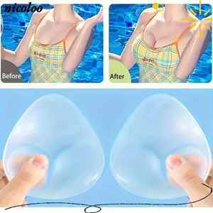 NICOLOO Silicone Bra Chèn, Miếng đệm đẩy dễ thương có thể tái sử dụng, Miếng đệm dày thân thiện với da Nâng ngực Tấm lót ngực Đồ bơi