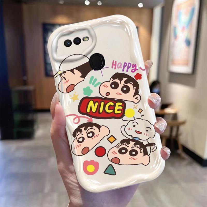 Ốp Silicon Hoạt Hình Cho OPPO A5S A7 A12 F9 F9 Pro 3D Hoạt Hình Phụ Kiện Mềm TPU Crayon Shin chan Ốp Điện Thoại