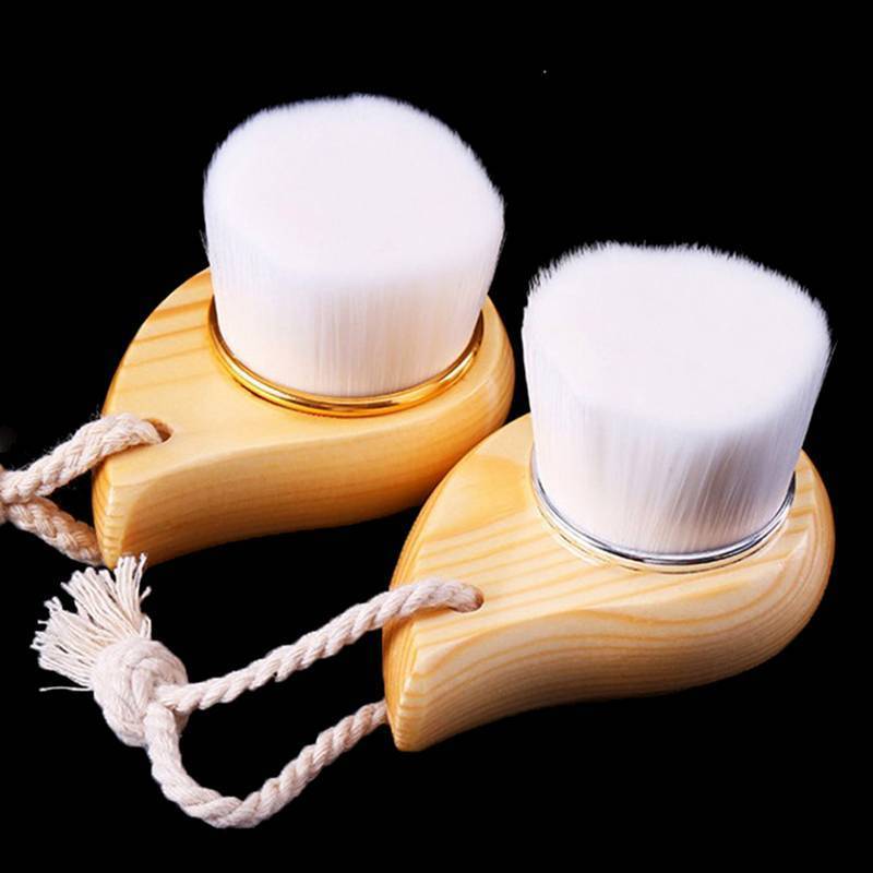 Springevenstar 1 Bàn chải làm sạch da mặt có tay cầm bằng gỗ Hướng dẫn sử dụng Máy mát xa mặt mềm Da lỗ chân lông Bàn chải làm sạch Bàn chải chăm sóc da mặt Dụng cụ làm đẹp Springevenstar