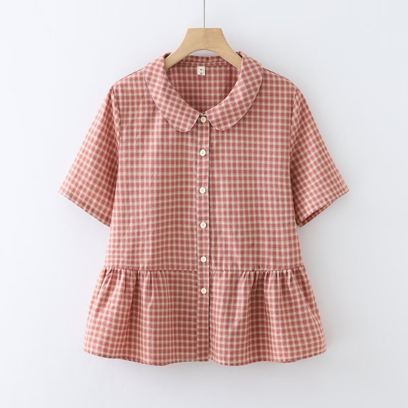 [Hàng có sẵn] Áo sơ mi nữ Cotton cao cấp 2026 tay ngắn ve áo kẻ sọc mùa hè