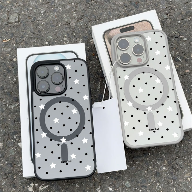 Ốp bảo vệ iPhone họa tiết ngôi sao sạc từ tính chống trầy xước - iP 7/8/X/XS/11/12/13/14/15/16/17/Plus/Pro/Max/Air