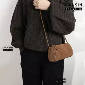 Túi đeo vai IFANSIN, Túi xách nữ da lộn thông thường bằng lông cừu, Túi đeo chéo thanh lịch thời trang dung tích lớn cổ điển dành cho nữ