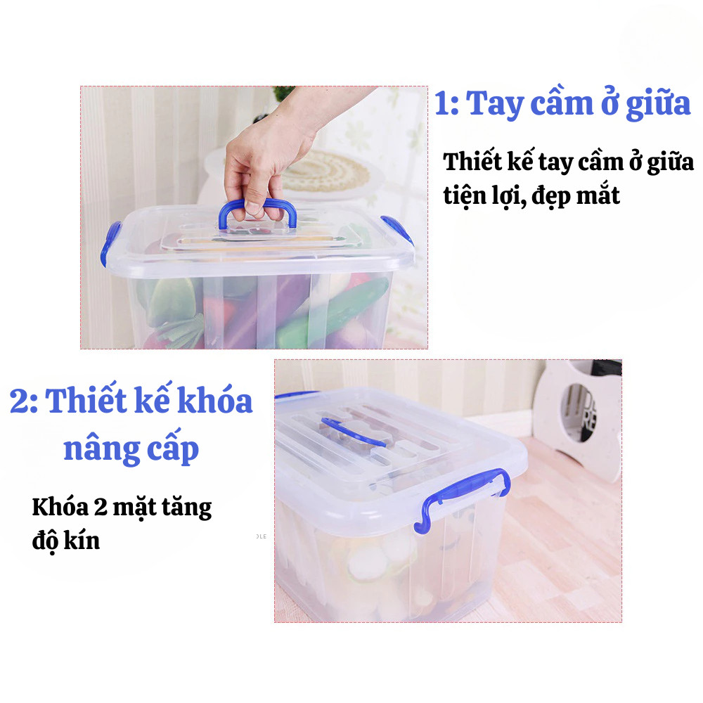 Thùng Nhựa Trong Suốt HomeMate 6.5L/10L/15L/20L – Hộp Nhựa Đựng Đồ Có Nắp Xếp Chồng Tiết Kiệm Diện Tích
