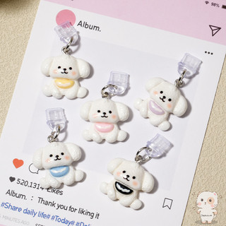 【Chamvn】Khăn quàng cổ trang trí cổng sạc hình chú cún hoạt hình dễ thương tương thích với IP và Android.