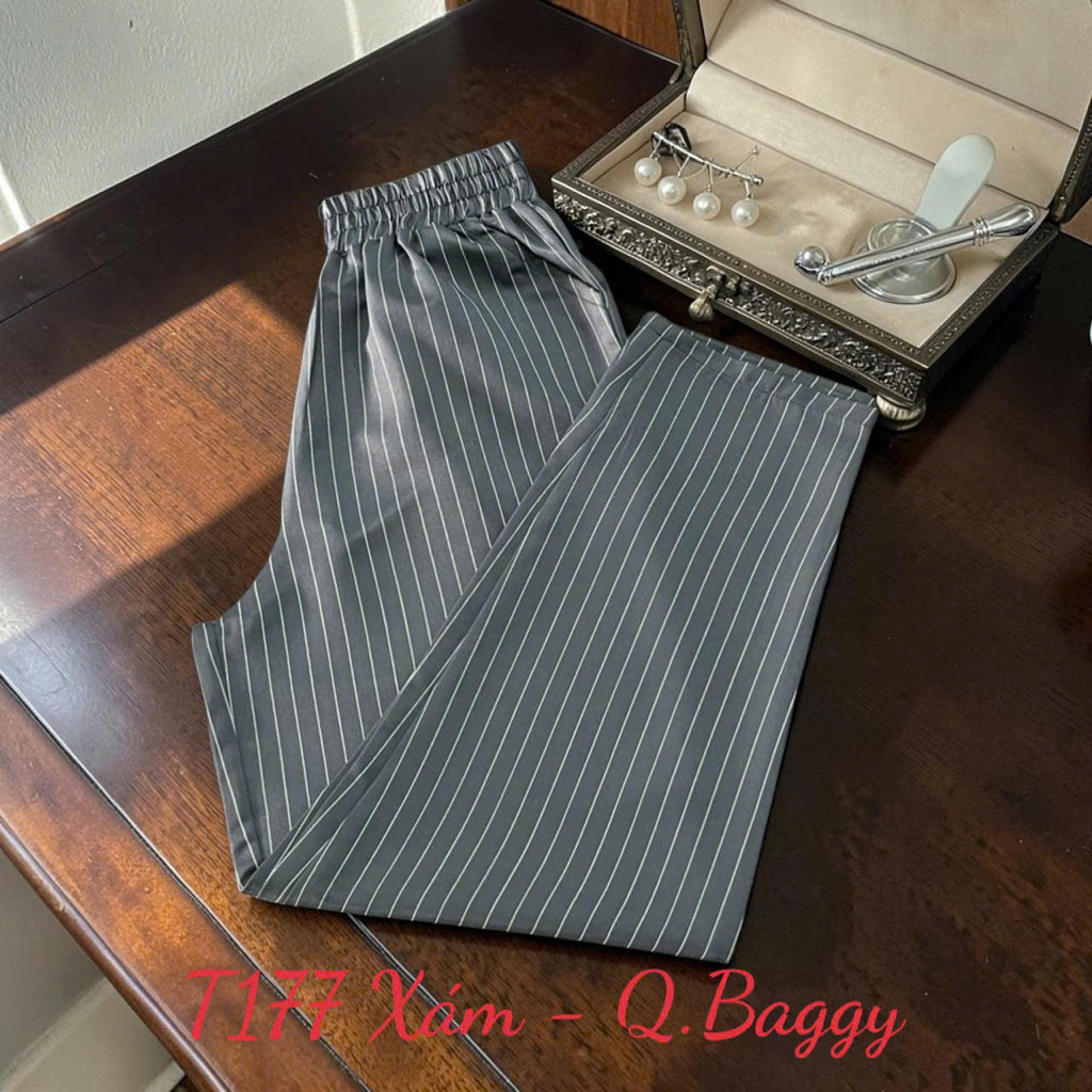 Quần Baggy Dành Cho Nữ chất Vải Linen mềm Sọc Chỉ - Vải Mềm Mã T177