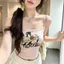 Mùa hè 2026 Áo yếm hoa hai vai phong cách mới phiên bản Hàn Quốc ootd Áo ngực lưng đẹp Một Dopamine tinh tế
