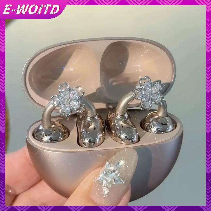 E-WOITD Nữ Sáng Hoa Xoay Tai Kẹp Bông Tai Cho Tai Nghe Thiết Kế Hoa Không Xuyên Cho Sự Kiện Thời Trang Hoặc Quà Tặng E-WOITD