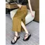 Váy Satin Retro Phong Cách Trung Hoa, Eo Cao và Chia Hông