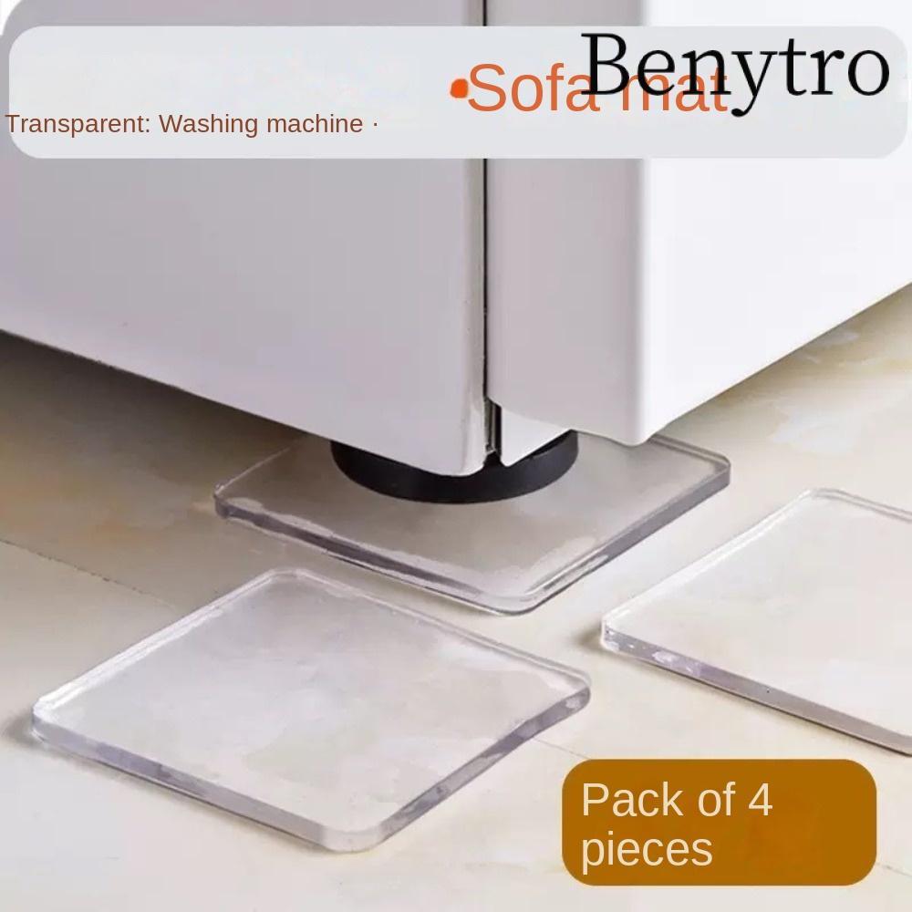 BENYTRO 4 Miếng đệm trượt chân nội thất, Thảm chống trượt silicon chống rung, Máy giặt trong suốt di động Tấm lót chống ồn đa chức năng Phòng tắm gia đình