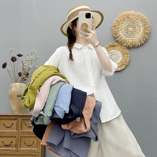Áo sơ mi nữ cotton mềm mại, thiết kế đơn giản màu trơn năm phần tư tay