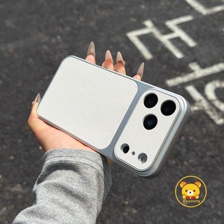 Ốp Điện Thoại Da PU Trắng Cho OPPO Reno 15C 15F 15 Pro Max Mini 14F 14 13F 13 12F 12 FS 11F 11 10 9 Pro Plus 5G 4G Ins Style Cover Vỏ Mềm Mờ Đơn Giản Dễ Thương