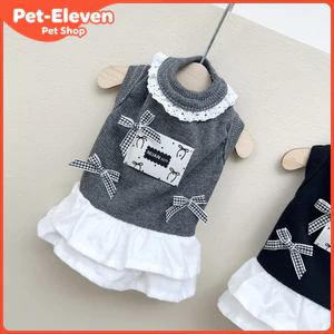 Quần Áo Cho Chó Mùa Xuân Mùa Hè Tính Khí Nơ Váy Ren Thú Cưng Mèo Vest Bichon Schnauzer Quần Áo