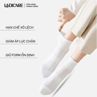 Tất vớ trơn cổ trung LADICARE vải cotton có lưới thoáng khí thấm hút tốt, chống hôi chân, dày dặn êm ái
