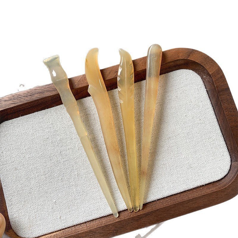 12cm sừng cừu cài tóc kết hợp chính hãng sừng bò Trâm cài tóc phong cách tối giản Trung Quốc cổ điển khí chất đĩa búi tóc trang sức
