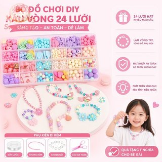 DIY Hạt Bộ Trang Sức Acrylic Quyến Rũ Vòng Tay Vòng Cổ Bộ Bé Gái Sáng Tạo Thủ Công Hộp Bảo Quản