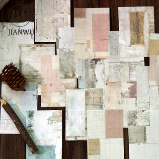 JIANWU Collage Tạp Chí Series Họa Tiết Vintage Phong Cảnh Cắt Dán Thêu Sò Chất Liệu Giấy Sáng Tạo DIY Rác Tạp Chí Văn Phòng Phẩm
