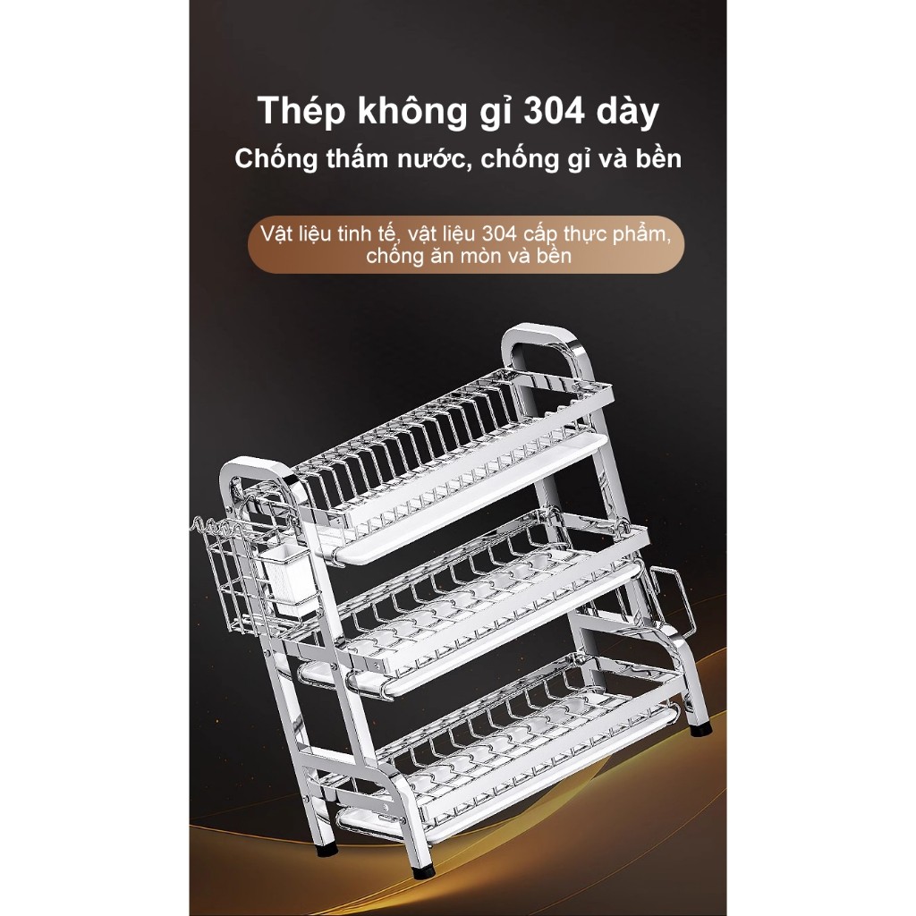 Kệ Bát Đĩa Thông Minh INOX 304 Kệ đựng bát đĩa Trên Bồn Rửa Kệ Úp Bát Đĩa Cao Cấp Có