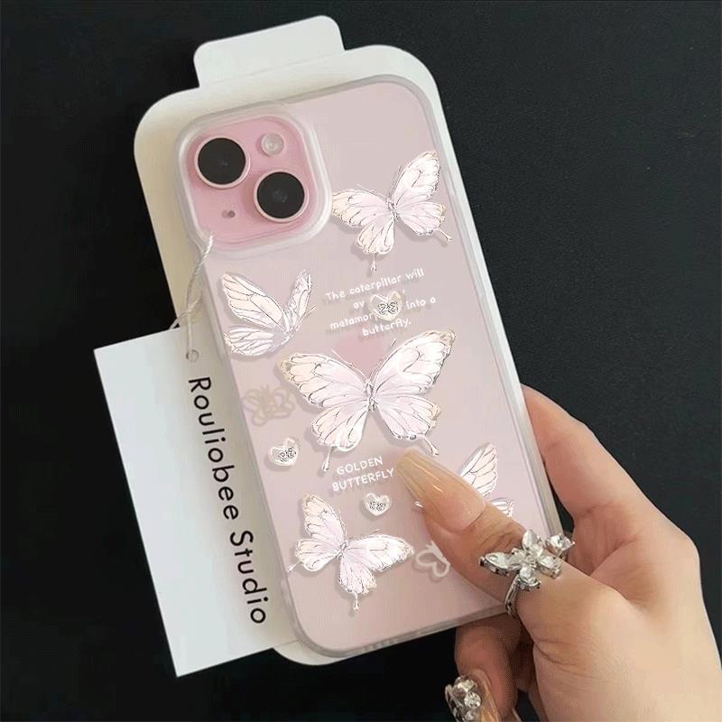 Bướm trắng tích hợp cho trường hợp iPhone 17pro iPhone 16/15 Skin Sense Frosting Case