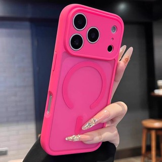 Vỏ Acrylic Mờ Màu Cam Mới Vỏ Từ Tính Cho IPhone 17 Air 16 15 14 Plus 13 12 Pro Max Vỏ Ống Kính Kim Loại Bảo Vệ Chống Rơi