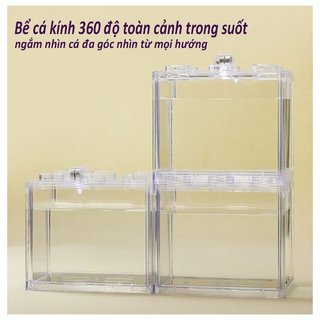 Bể Cá Mini Để Bàn Bể Cá ABS Nhựa Đèn LED Trang Trí Nhà Thú Cưng Hiển Thị Quà Tặng