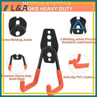 L & A Móc kim loại hạng nặng Dụng cụ sắp xếp nhà để xe treo tường chống trượt, lưu trữ thang, dụng cụ làm vườn