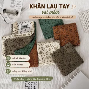 Set 4 khăn lau tay hoa nhí vintage mềm mịn thấm hút tốt 29x29cm