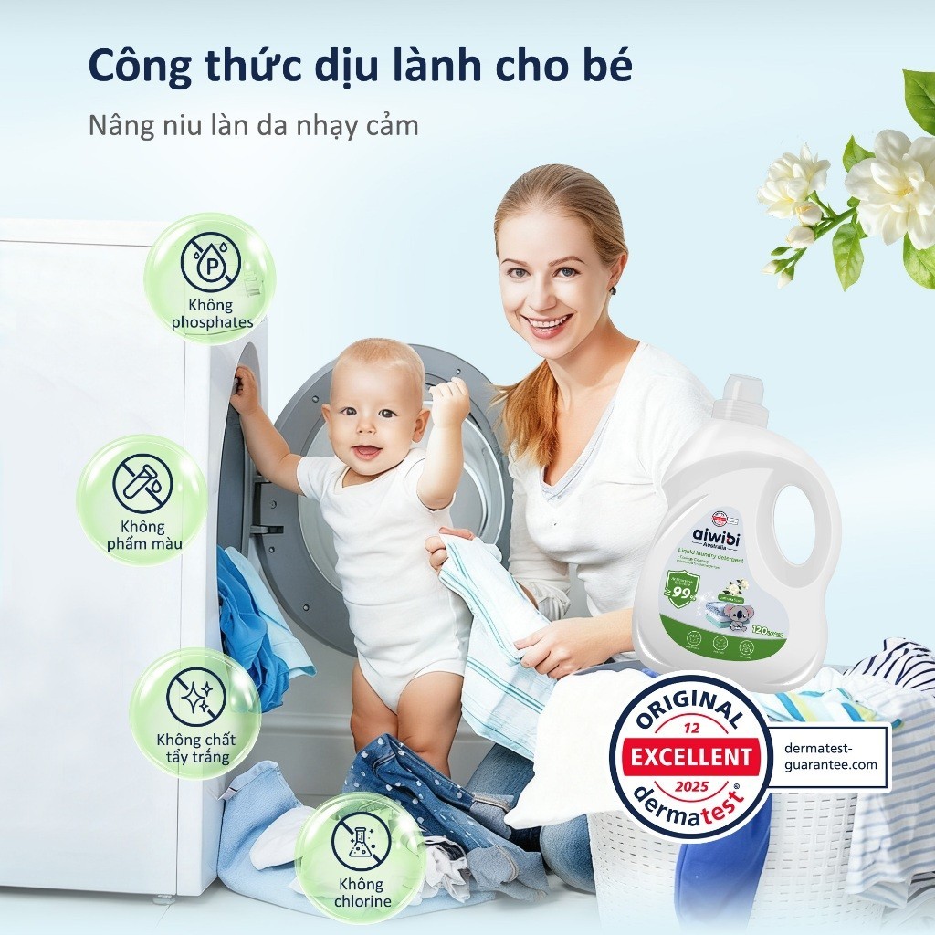 [QUÀ TẶNG] Nước Giặt Aiwibi Cho Bé Bảo Vệ Quần Áo Mềm Mại, Dịu Nhẹ - Hương Camellia & Lavender