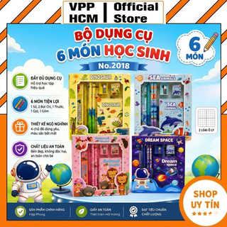 Bộ Dụng Cụ Học Sinh 6 Món No.2018 – Nhỏ Gọn, Tiện Lợi, Siêu Dễ Thương