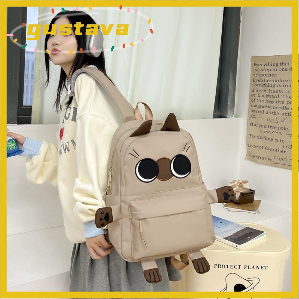 Ba lô tạo kiểu mèo GUSTAVA, Túi ba lô Lolita chống thấm nước, Ba lô học sinh dung tích cao thiết kế cho mèo