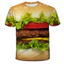 Áo cổ tròn ngắn tay mùa hè với họa tiết 3D khoai tây chiên và burger unisex