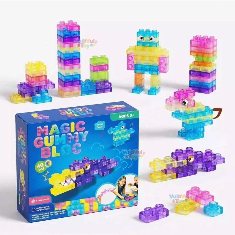 Đồ chơi lắp ráp giáo dục sớm khối silicone mềm thạch - Đồ chơi giảm stress bóp bóp vui nhộn
