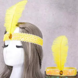 AqToCna 1 Dễ Thương Lông Vũ Flapper Sequin Mũ Đội Đầu Trang Phục Màu Sắc Khác Nhau Đảng Ủng Hộ AqToCna