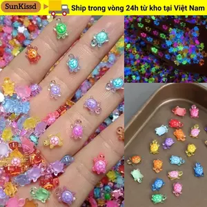 SUNKISSD 100 Con Rùa Dạ Quang, Động Vật Nhựa Mini Màu Dopamine Phát Sáng Trong Tối, Hoạt Hình Dễ Thương DIY Mini Rùa Móng Tay Quyến Rũ Trang Trí Vườn Cổ Tích