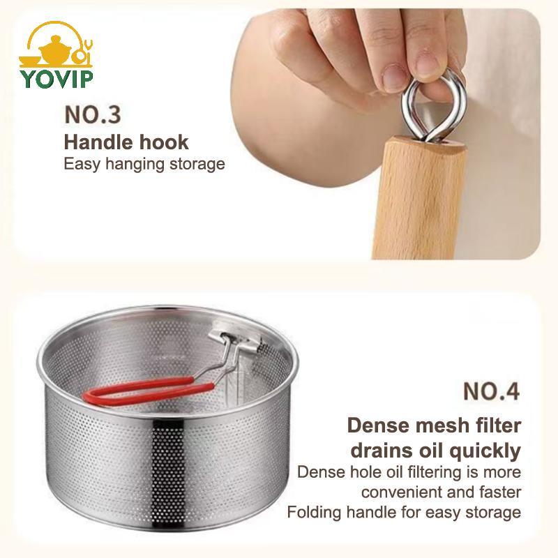 Bộ nồi chiên sâu bằng thép không gỉ YOVIP 3L có nắp giỏ để chế biến Chien Sna VN