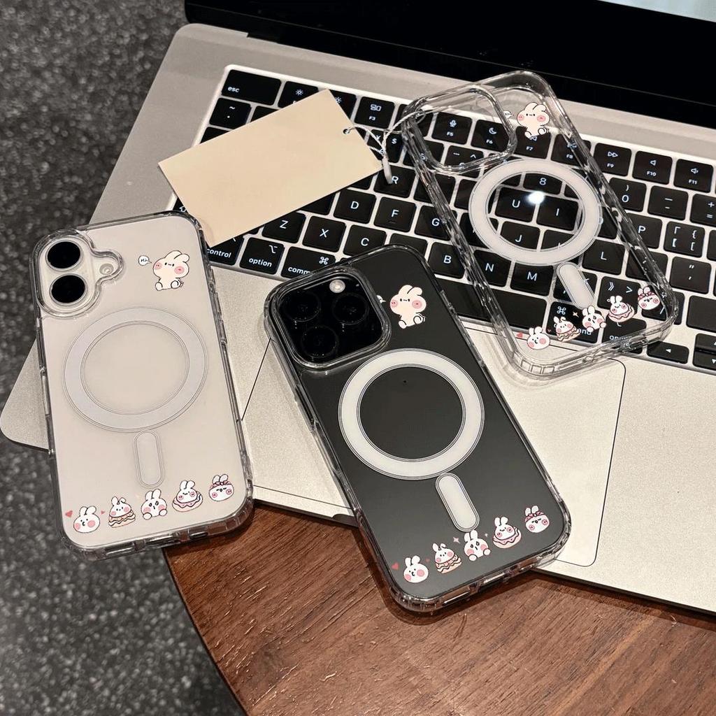 Chú lợ dễ thươngVỏ hút từ trong suốt phù hợp với vỏ điện thoại 17/16 Pro, iPhone 15