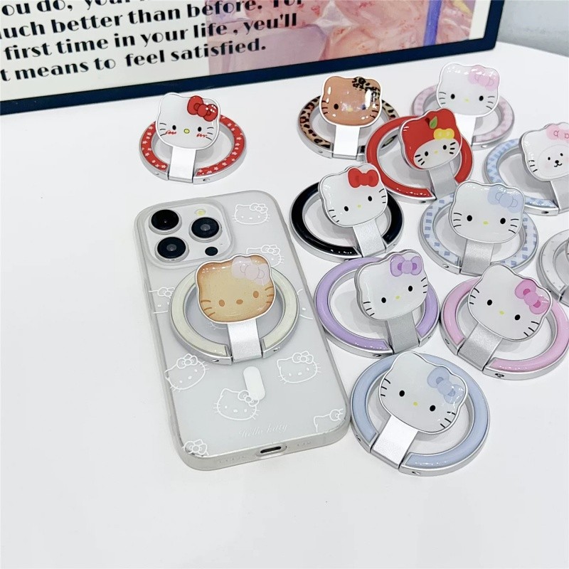 Hoạt Hình Dễ Thương Hello Kitty Từ Điện Thoại Cầm Chân Đế Có Gương Sáng Tạo 3D Hoạt Hình Gấp Giá Đỡ Ngôi Sao Để Bàn Cho Iphone