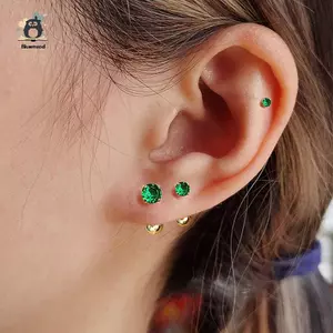 1 Đôi Bông Tai Tragus Xanh Tròn Nhỏ Nhỏ Lùm Xuyên Sụn Stud Xoắn Trang Sức Cz Barbell Khuyên Tai Mới