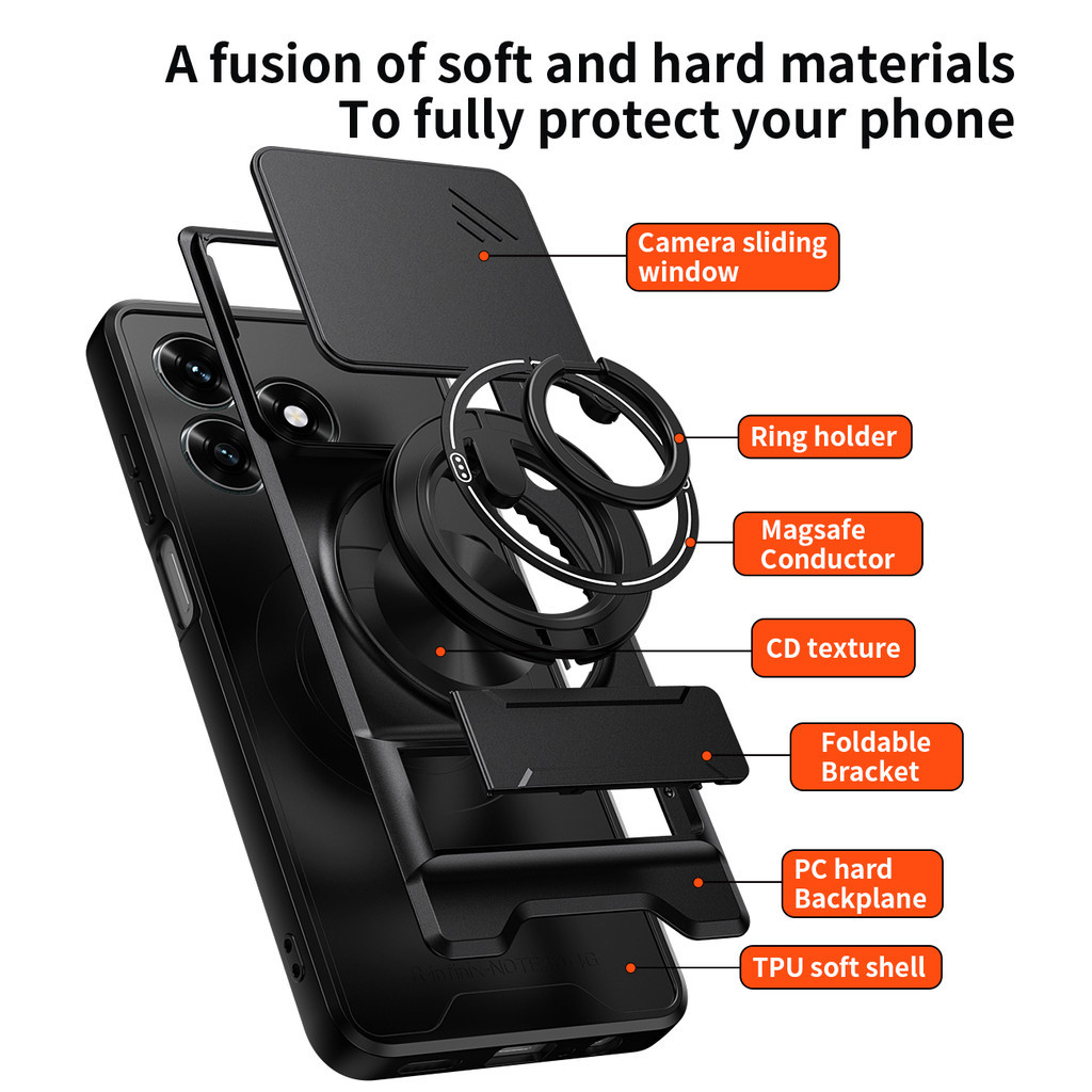 Ốp Điện Thoại Đa Năng Sang Trọng Thích Hợp Cho Honor X5C Plus X6 X7 X8 X9 10A 4G Dây 360°Giá đỡ vòng có vỏ máy ảnh Vỏ bảo vệ toàn diện chống sốc